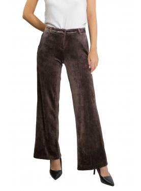 Pantalone palazzo in velluto liscio